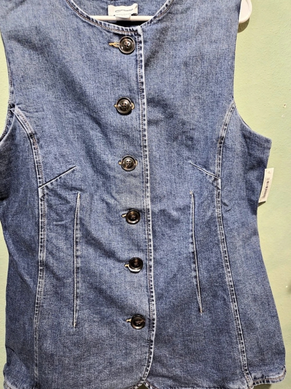 Amazon Essentials Women's Regular-Fit Button-Down Denim Vest Denim Vest Blue XXL